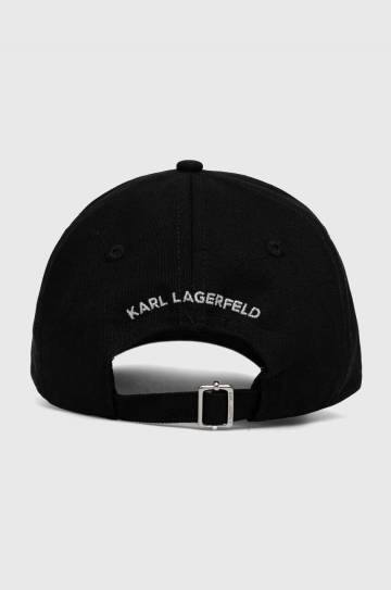 Хлопковая кепка Karl Lagerfeld цвет чёрный с аппликацией Хлопковая кепка Karl Lagerfeld цвет чёрный с аппликацией