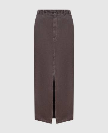 Серая джинсовая юбка Chino с кожаным патчем логотипа Серая джинсовая юбка Chino с кожаным патчем логотипа