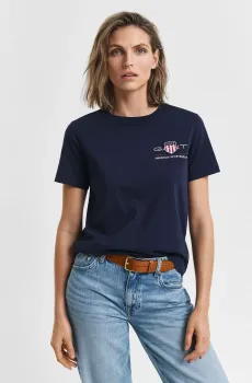Женская темно-синяя футболка REG ARCHIVE SHIELD Синий L Gant 4200277