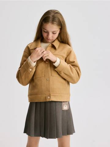 Reserved - Коротка куртка зі штучної замші - бежевий - 226EX-08X