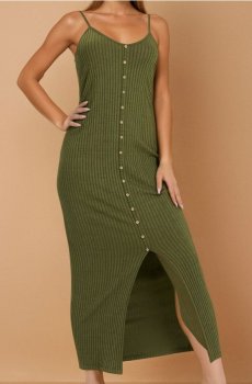 Облягаюча сукня на бретелях - жовто-зелений