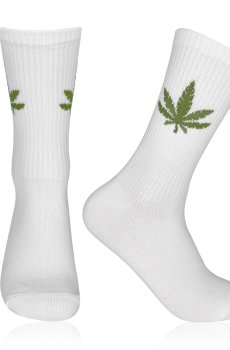 Носки мужские AmiGO высокие, спортивные, белые с коноплей, размер 29