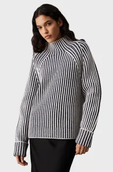 Женский шерстяной свитер в полоску REC WOOL TWO TONE STRIPE Серый XS-S Calvin Klein K20K207439