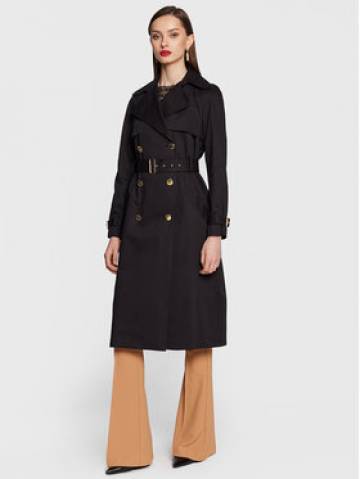 Elisabetta Franchi Тренч SP-003-31E2-V800 Чорний Regular Fit Elisabetta Franchi Тренч SP-003-31E2-V800 Чорний Regular Fit