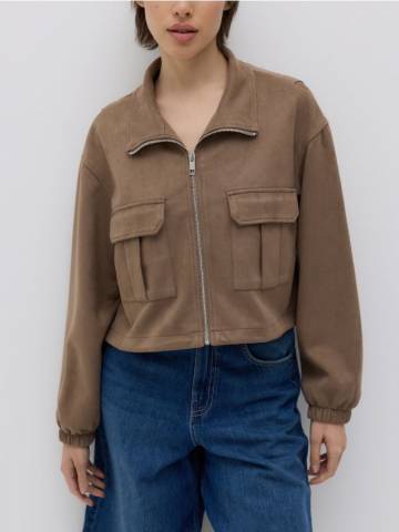 Reserved - Куртка oversize зі штучної замші - кавовий - YH512-84X Reserved - Куртка oversize зі штучної замші - кавовий - YH512-84X