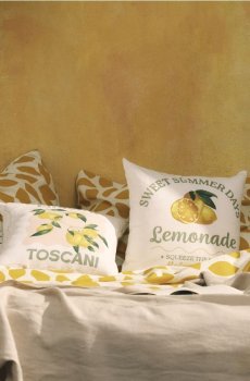 Набір бавовняних наволочок з мотивом лимонів 2 pack - кремовий