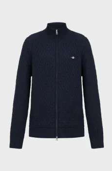 Мужской темно-синий кардиган TEXTURED COTTON ZIP CARDIGAN Синий XXL Gant 8030227