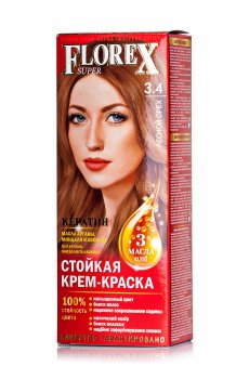 Стойкая крем-краска для волос Florex Super 3.4 Лесной орех, 100 мл
