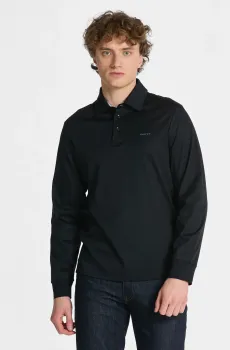 Мужское черное поло MERCERIZED LS JERSEY RUGGER Черный S Gant 2045033