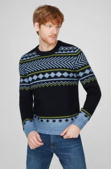 Мужской темно-синий свитер с узором Синий S Pierre Cardin PC.-C5 50770.5049