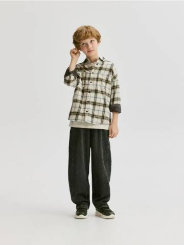 Reserved - Картата сорочка - бежевий - 525GO-08X