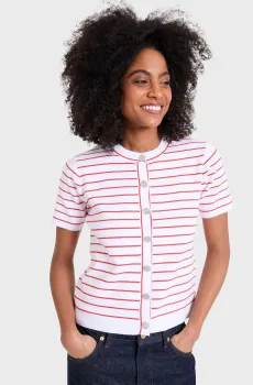 Женский белый кардиган в полоску Белый L Naf Naf CENG021E