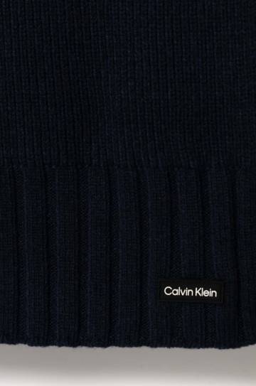 Шерстяной шарф Calvin Klein цвет синий однотонный Шерстяной шарф Calvin Klein цвет синий однотонный