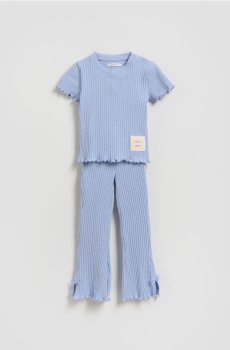 Reserved - Ребристий комплект з нашивкою - лавандовий - 825HN-04X