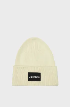 Мужская белая шапка FINE COTTON RIB BEANIE Белый ONESIZE Calvin Klein K50K510986