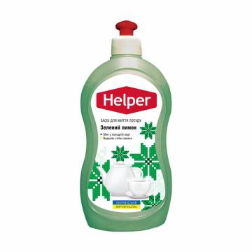 Средство для мытья посуды Helper Зеленый лимон, 495 мл Средство для мытья посуды Helper Зеленый лимон, 495 мл