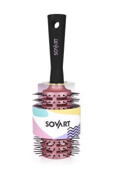 Щетка-браш для волос Sovart продувная, розовая, диаметр 44 мм