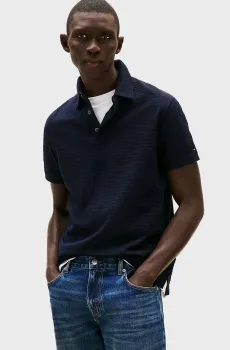 Мужское темно-синее поло в полоску DC TONAL TEXTURE Синий M Tommy Hilfiger MW0MW38743
