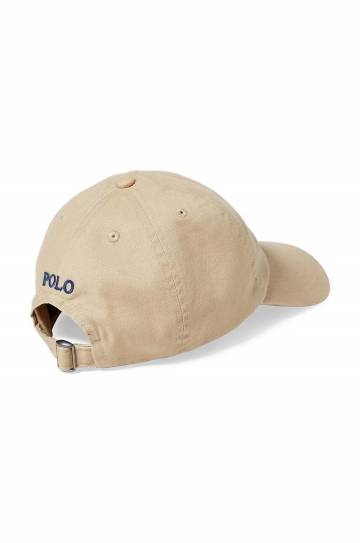 Детская хлопковая шапка Polo Ralph Lauren цвет бежевый однотонная Детская хлопковая шапка Polo Ralph Lauren цвет бежевый однотонная