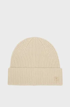 Женская бежевая кашемировая шапка CASHMERE Бежевый ONESIZE Tommy Hilfiger AW0AW17772