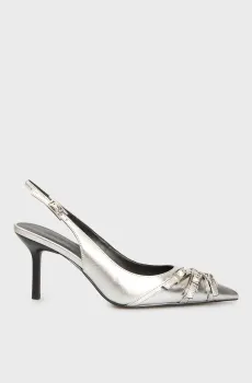 Женские серебристые кожаные слингбэки Baila Серебряный 37 PRPY PRSDS75007W