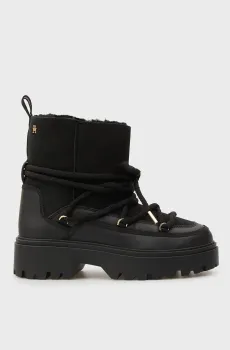 Женские черные кожаные угги SHEARLING Черный 39 Tommy Hilfiger FW0FW08996