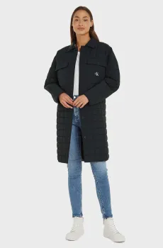 Женская черная куртка LONG QUILTED UTILITY COAT Черный S Calvin Klein Jeans J20J221380