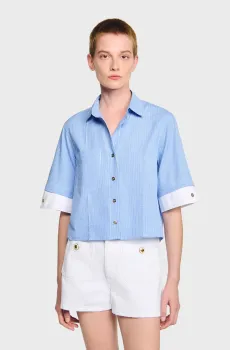 Женские белые джинсовые шорты Белый 38 Sandro SFPSH00498_white