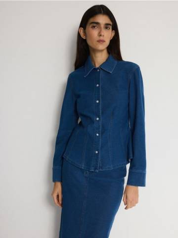 Reserved - Джинсова сорочка з виточками - indigo jeans - 542EN-57J Reserved - Джинсова сорочка з виточками - indigo jeans - 542EN-57J