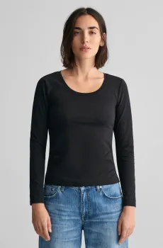 Женский черный лонгслив SLIM COT Черный XS Gant 4203492