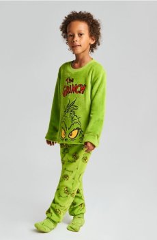 Флісовий піжамний комплект із двох предметів Grinch - жовто-зелений
