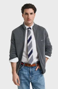 Мужской серый кардиган COTTON PIQUE ZIP Серый L Gant 8040524