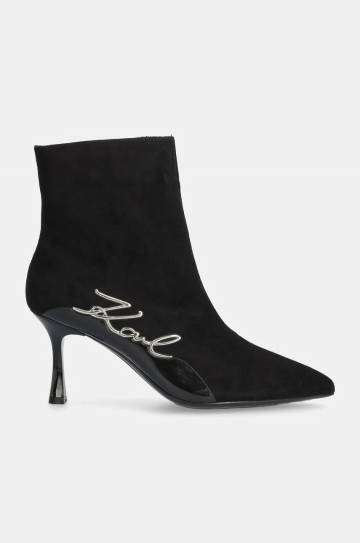 Замшевые ботинки Karl Lagerfeld SIENNA женские цвет чёрный на шпильке KL32744 Замшевые ботинки Karl Lagerfeld SIENNA женские цвет чёрный на шпильке KL32744