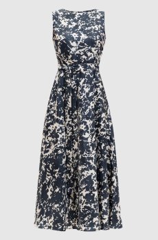 Синее платье MARTINA из шелка в принт