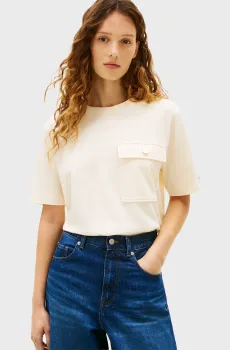 Женская белая футболка GOLD BUTTON Белый S Tommy Hilfiger WW0WW49249