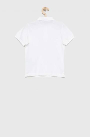 Детское хлопковое поло United Colors of Benetton цвет белый однотонный Детское хлопковое поло United Colors of Benetton цвет белый однотонный