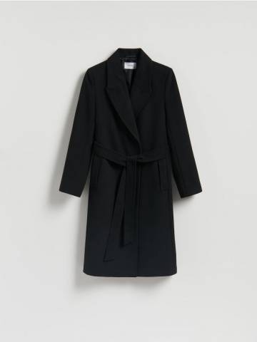 Reserved - Пальто з поясом - чорний - TS886-99X Reserved - Пальто з поясом - чорний - TS886-99X