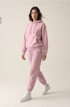 Кофта hoodie з кишенею та вишитим написом - рожевий