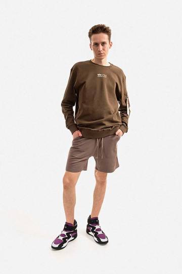 Хлопковые шорты Alpha Industries цвет коричневый 106365.628-brown Хлопковые шорты Alpha Industries цвет коричневый 106365.628-brown