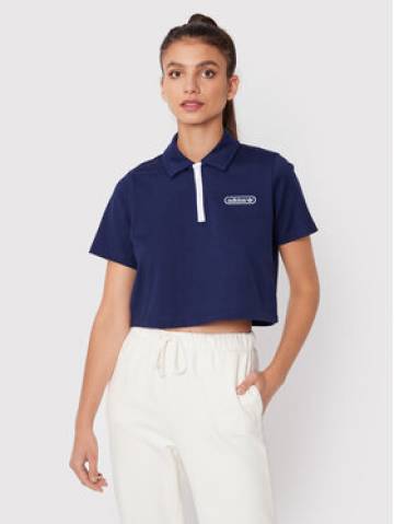 adidas Поло Crop HL6572 Cиній Relaxed Fit adidas Поло Crop HL6572 Cиній Relaxed Fit
