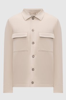 Бежевая куртка с леном в стиле рубашки