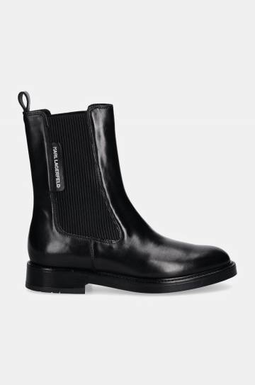 Кожаные полусапоги Karl Lagerfeld BLAKE женские цвет чёрный на плоском ходу KL41460 Кожаные полусапоги Karl Lagerfeld BLAKE женские цвет чёрный на плоском ходу KL41460