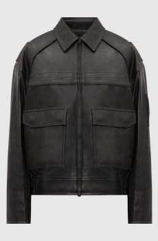 Коричневая кожаная куртка с винтажным эффектом