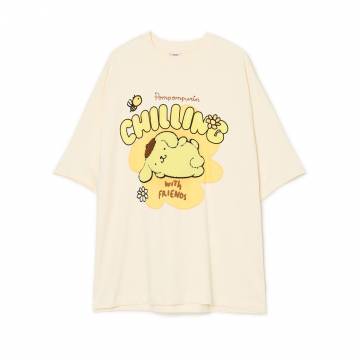 Cropp - Футболка з аплікацією Pompompurin - кремовий Cropp - Футболка з аплікацією Pompompurin - кремовий