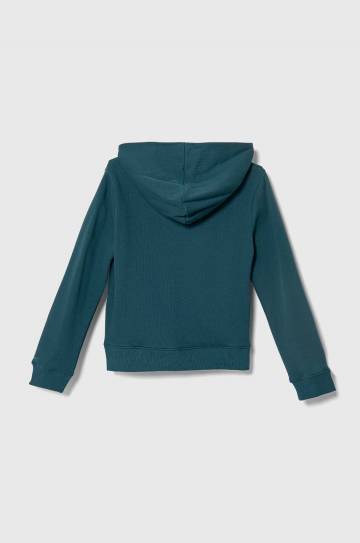 Детская кофта Calvin Klein Jeans цвет бирюзовый с капюшоном с аппликацией Детская кофта Calvin Klein Jeans цвет бирюзовый с капюшоном с аппликацией