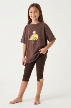 Комплект із топа з велосипедними шортами PomPomPurin - темно коричневий