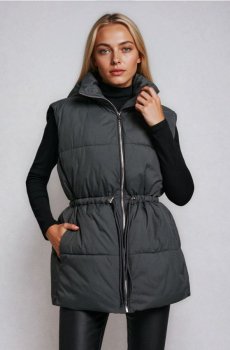 Квітований пuffer жилет з капюшоном - свіжий зелений