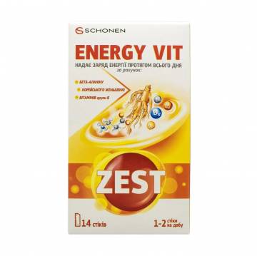 Витаминный комплекс Schonen Zest Energy Vit в стиках, 14*1.5 г Витаминный комплекс Schonen Zest Energy Vit в стиках, 14*1.5 г