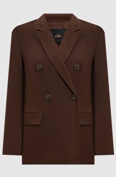 Коричневый двубортный жакет с льном