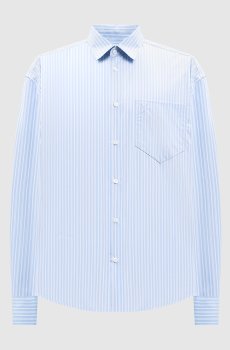 Голубая рубашка в полоску с логотипом